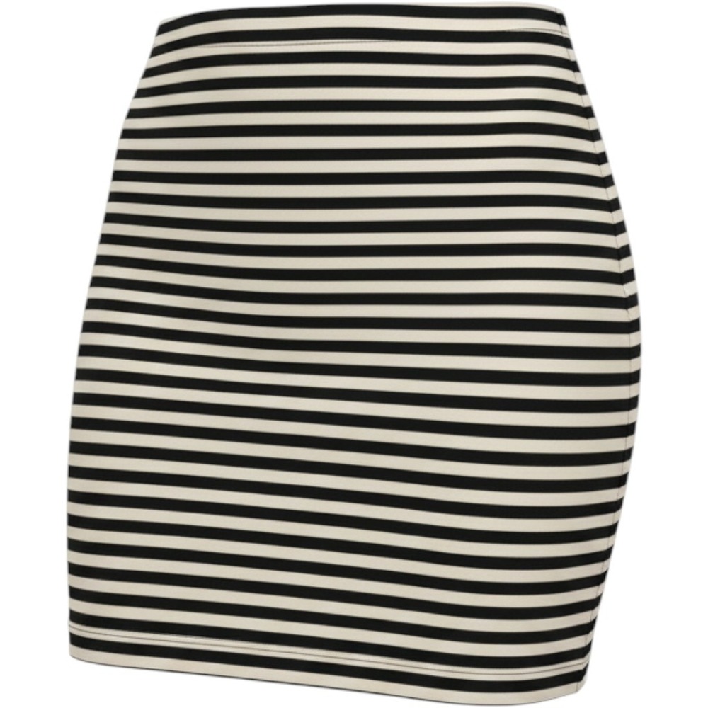HM Basic Striped Mini Skirt Black Cream Cotton Blend Bodycon Large
